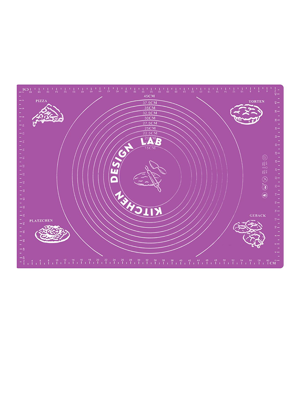 Mor Ölçülü Hamur Açma Matı 45x65 cm ve Paslanmaz Çelik Ahşap Saplı Hamur Kesici Kazıyıcı Spatula-4