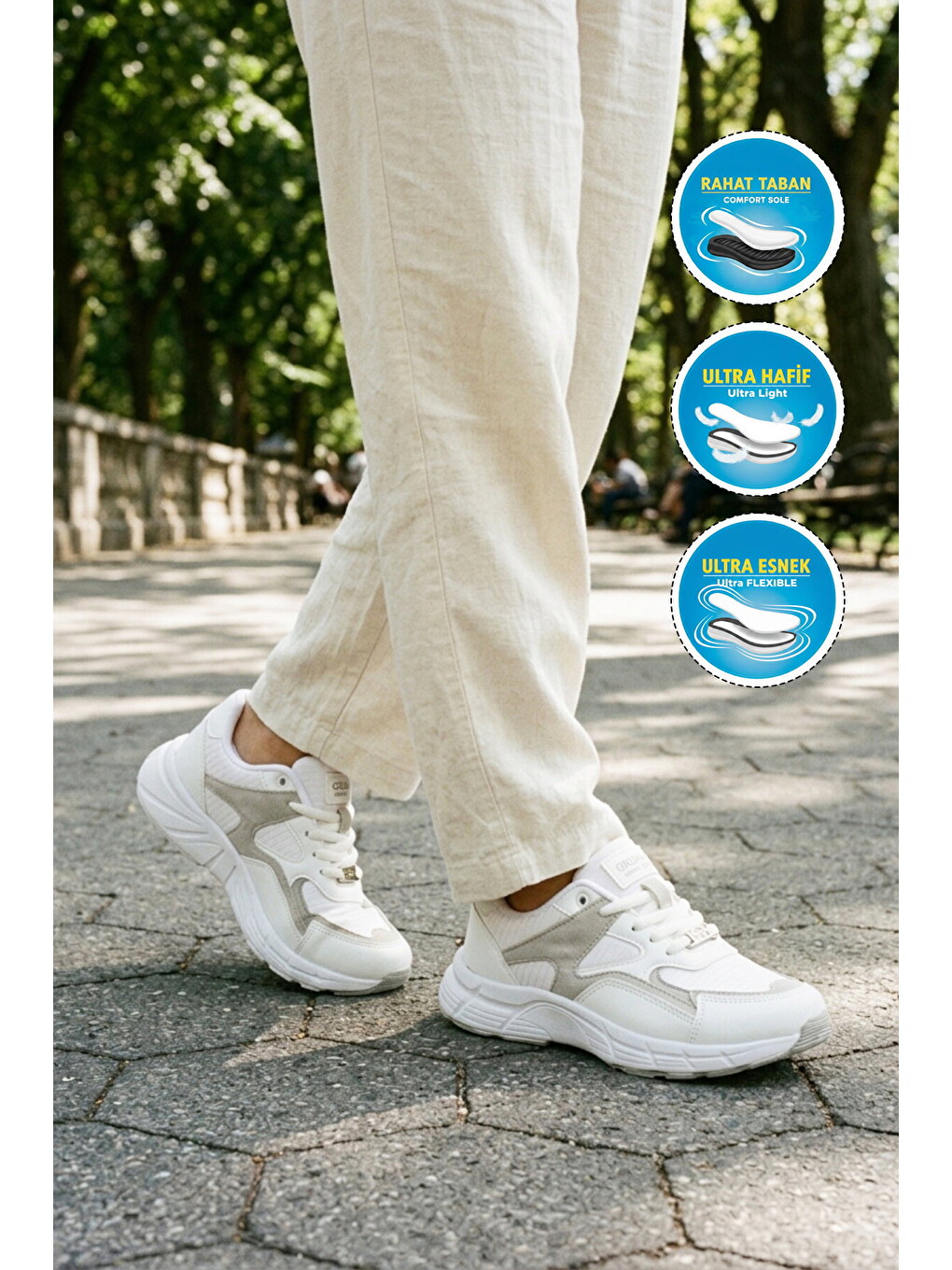 Beyaz Bağcıklı Unisex Spor Ayakkabı 304 G-2
