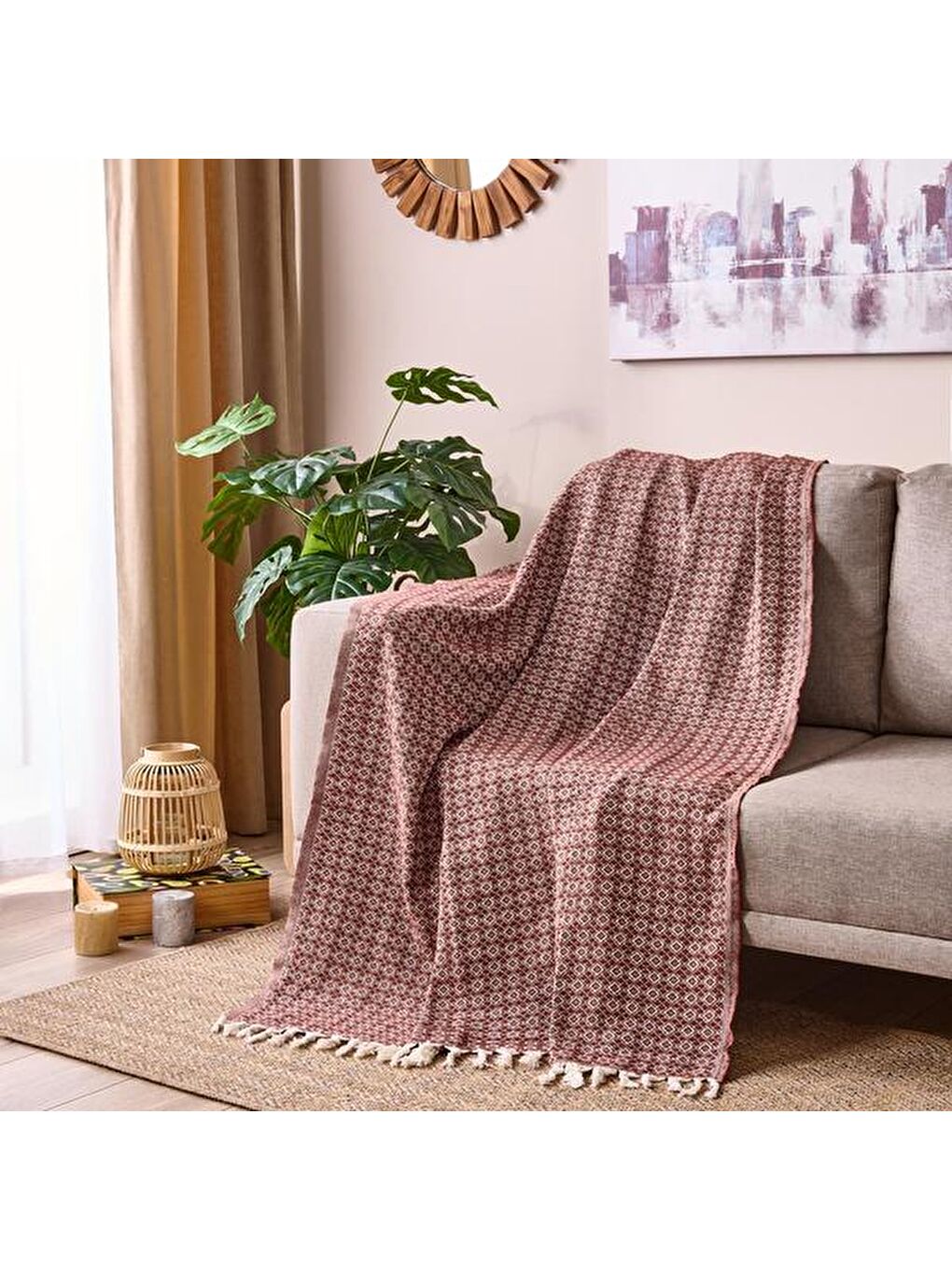 Kahverengi Soft Koltuk Şalı - Kiremit - 130x150 cm