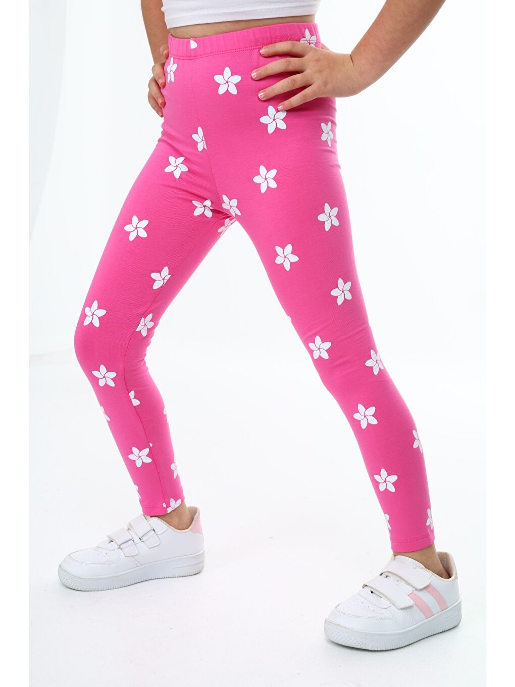 Fuşya Kız Çocuk Baskılı Tayt-1