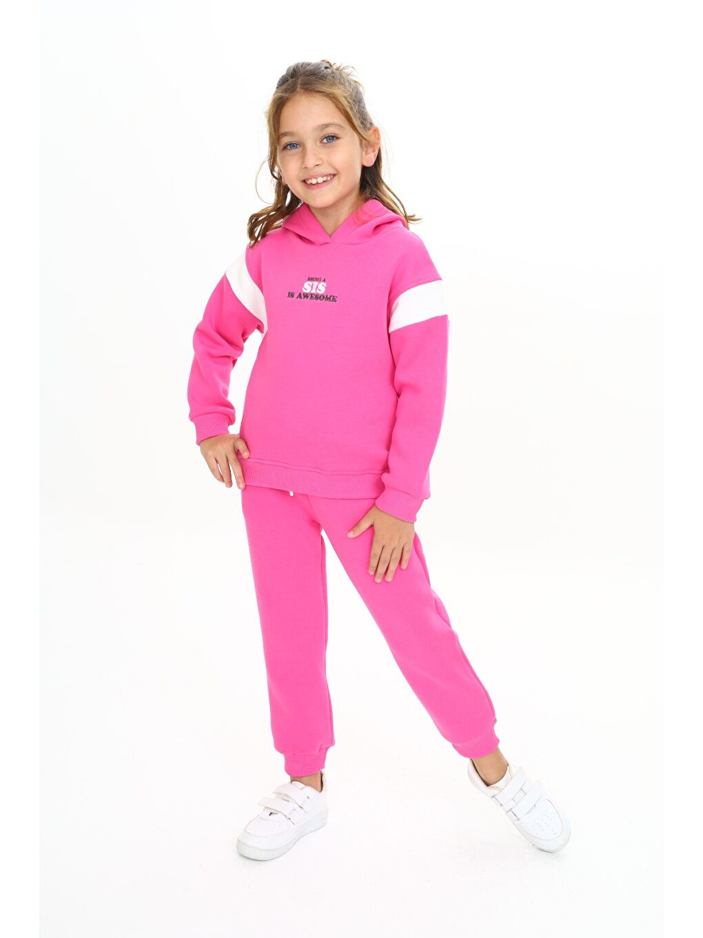 Fuşya Kız Çocuk Kapüşonlu Eşofman Takım