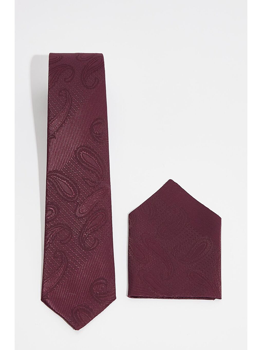 Kırmızı Desenli Klasik Cep Mendilli Erkek Kravat-1