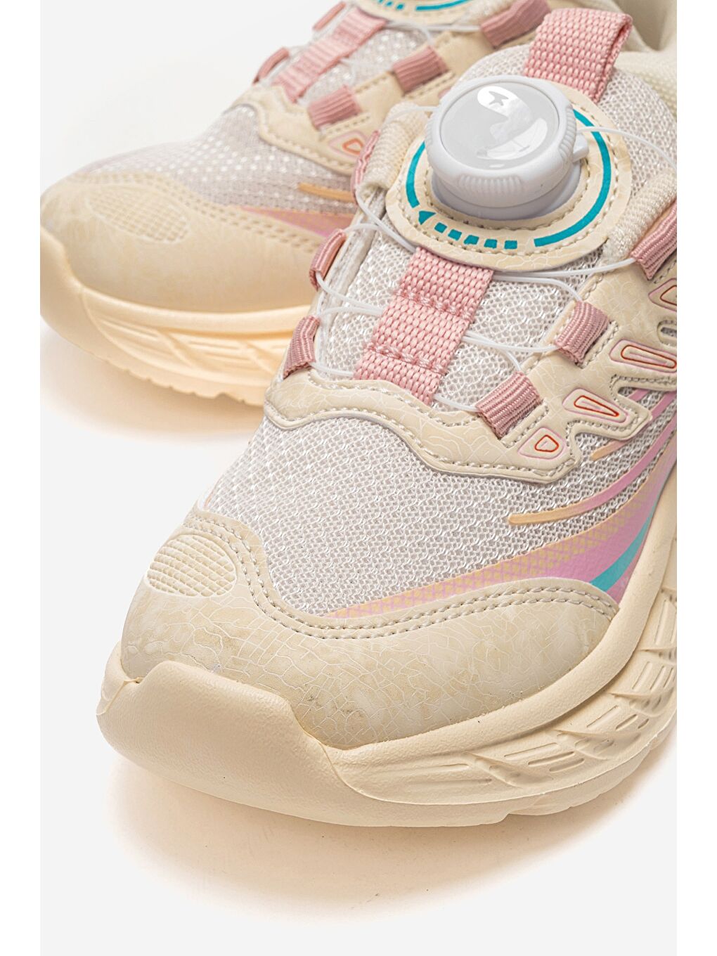 Unisex Çocuk Bej Pembe Spor Ayakkabı-1