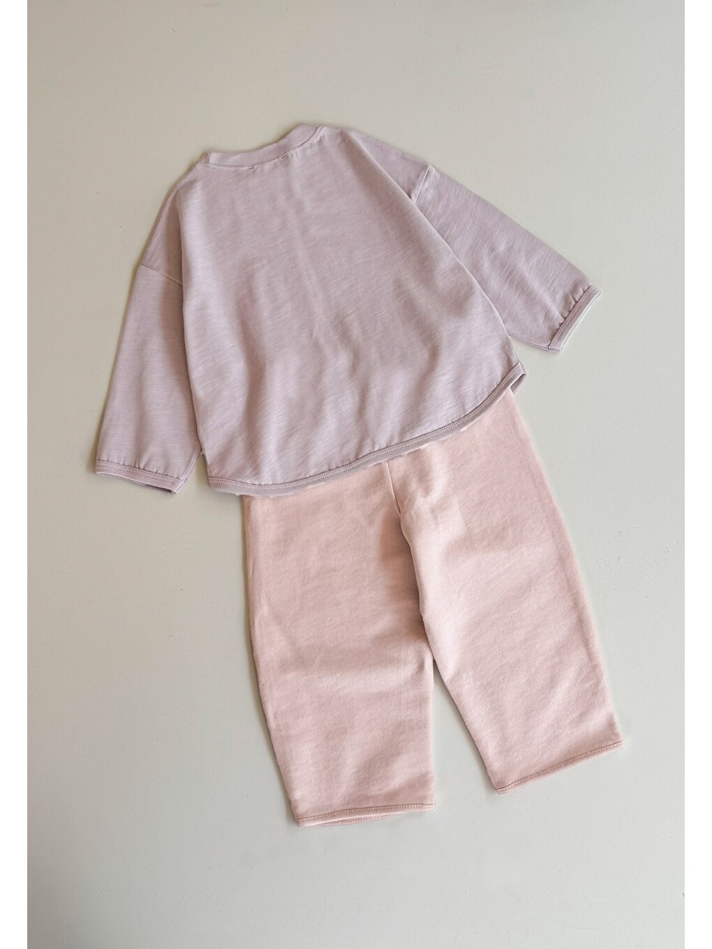 Mor Oversize Uzun Kollu T-shirt Takım 2-8 Yaş Leylak-1