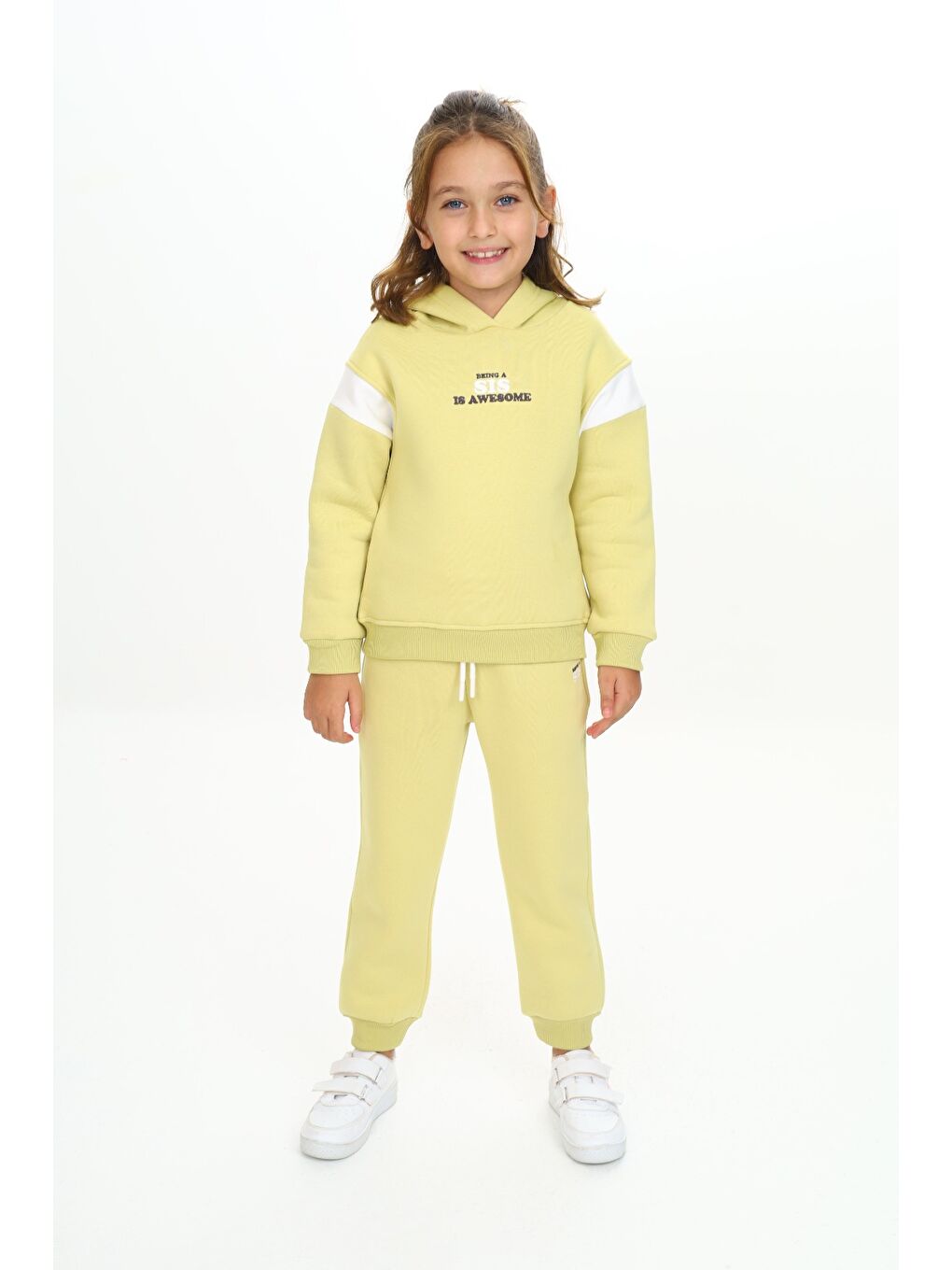 Yeşil Kız Çocuk Kapüşonlu Eşofman Takım