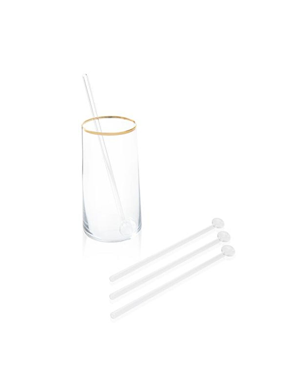 Renksiz 4'lü Cam Latte Kaşığı - Şeffaf - 21 cm-3