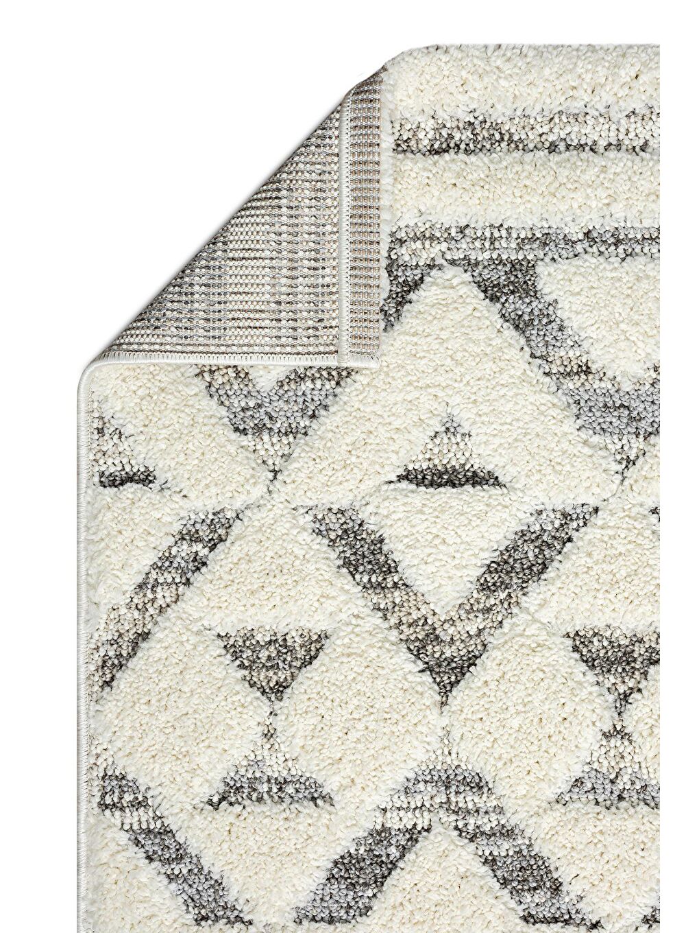 Ekru Sevilla 5507 Bukle Yumuşak Örgü Modern Dokuma Halı-100x200 cm-3