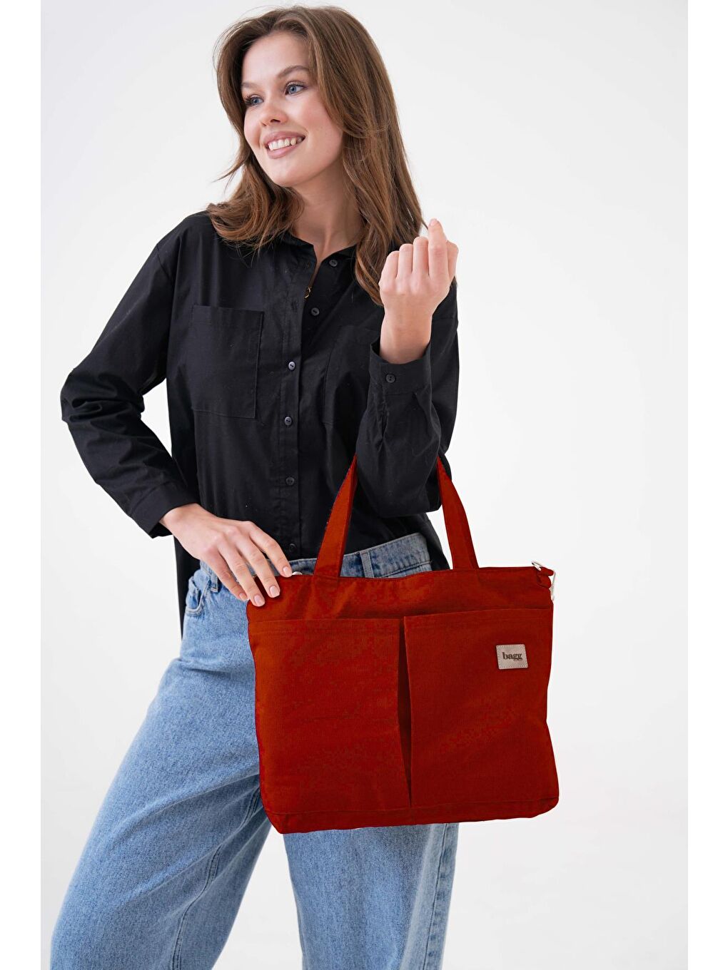 Çapraz Kırmızı Kanvas Çanta PL