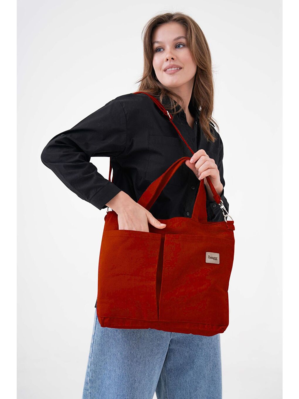 Çapraz Kırmızı Kanvas Çanta PL-2