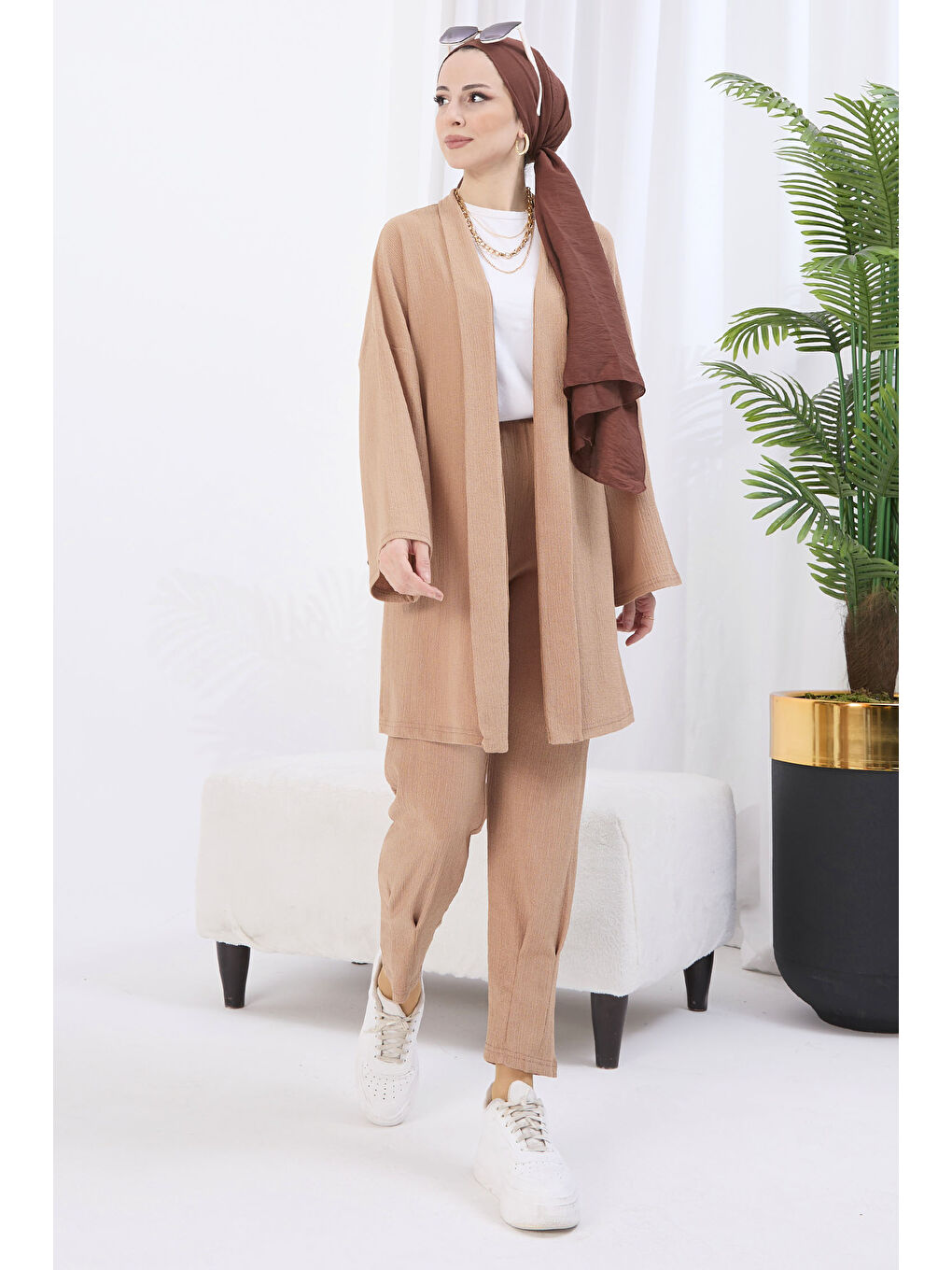Bej Hırka Pantolon İkili Takım Vizon - 27115-1