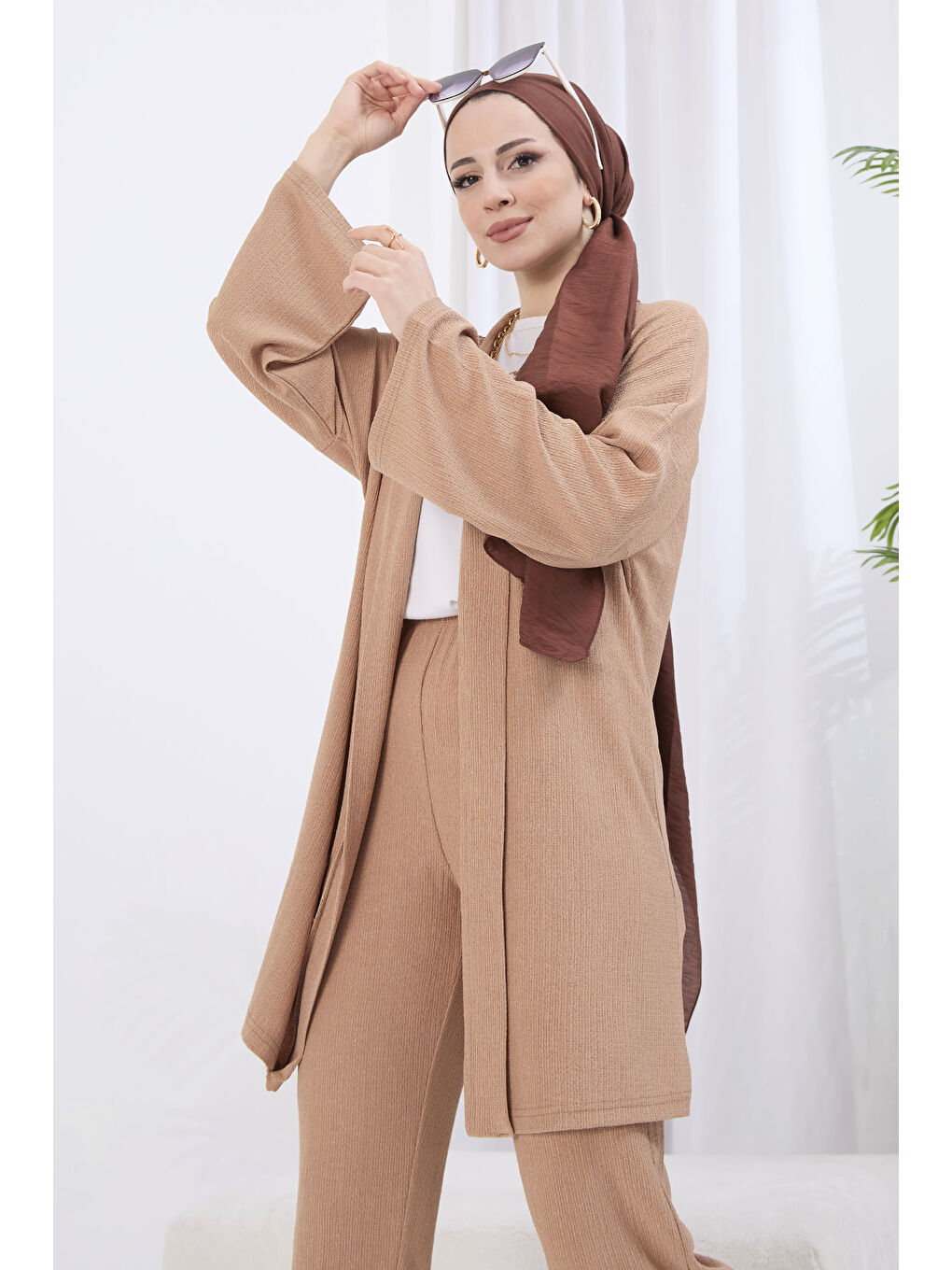 Bej Hırka Pantolon İkili Takım Vizon - 27115-2