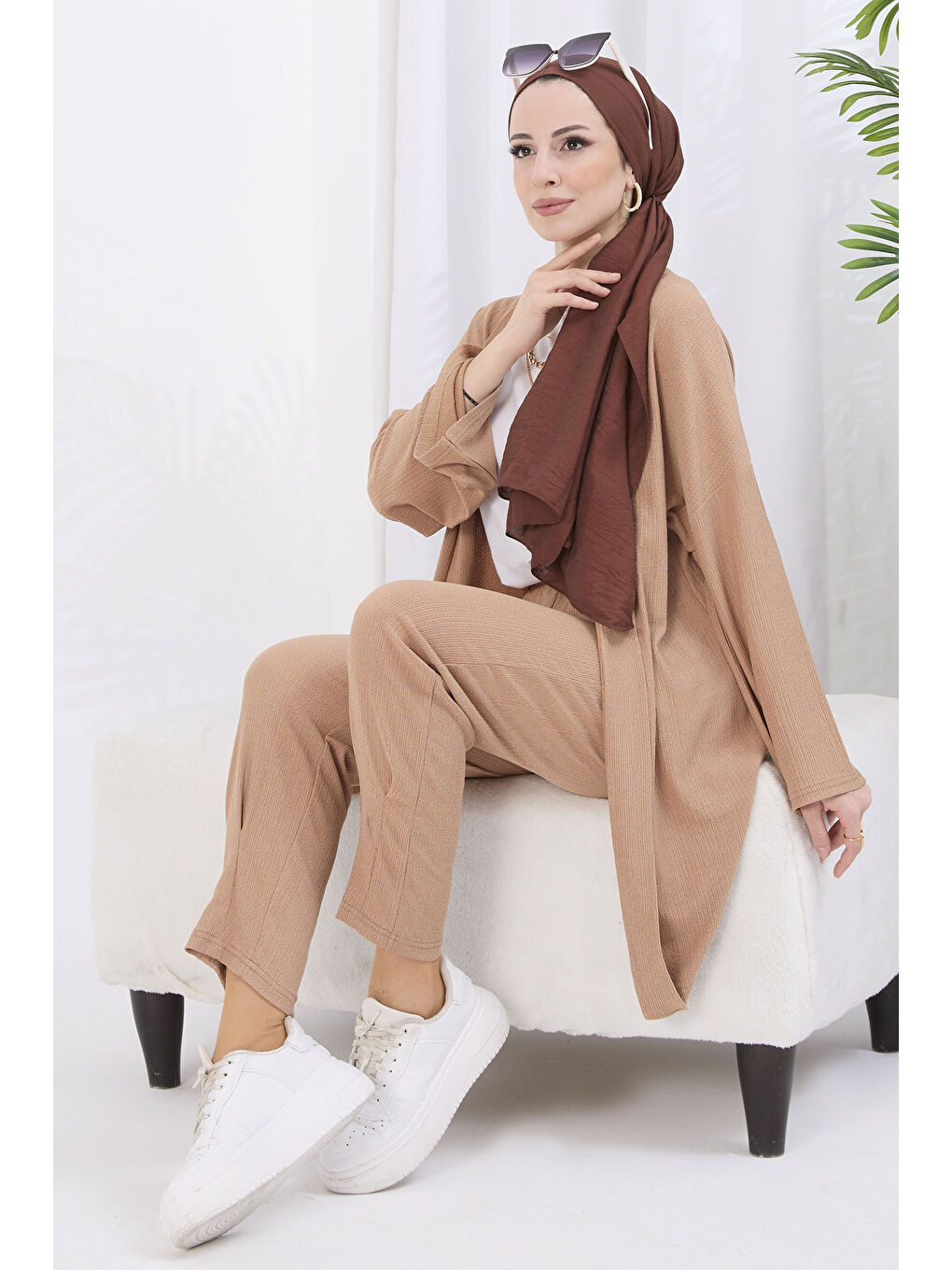 Bej Hırka Pantolon İkili Takım Vizon - 27115-4