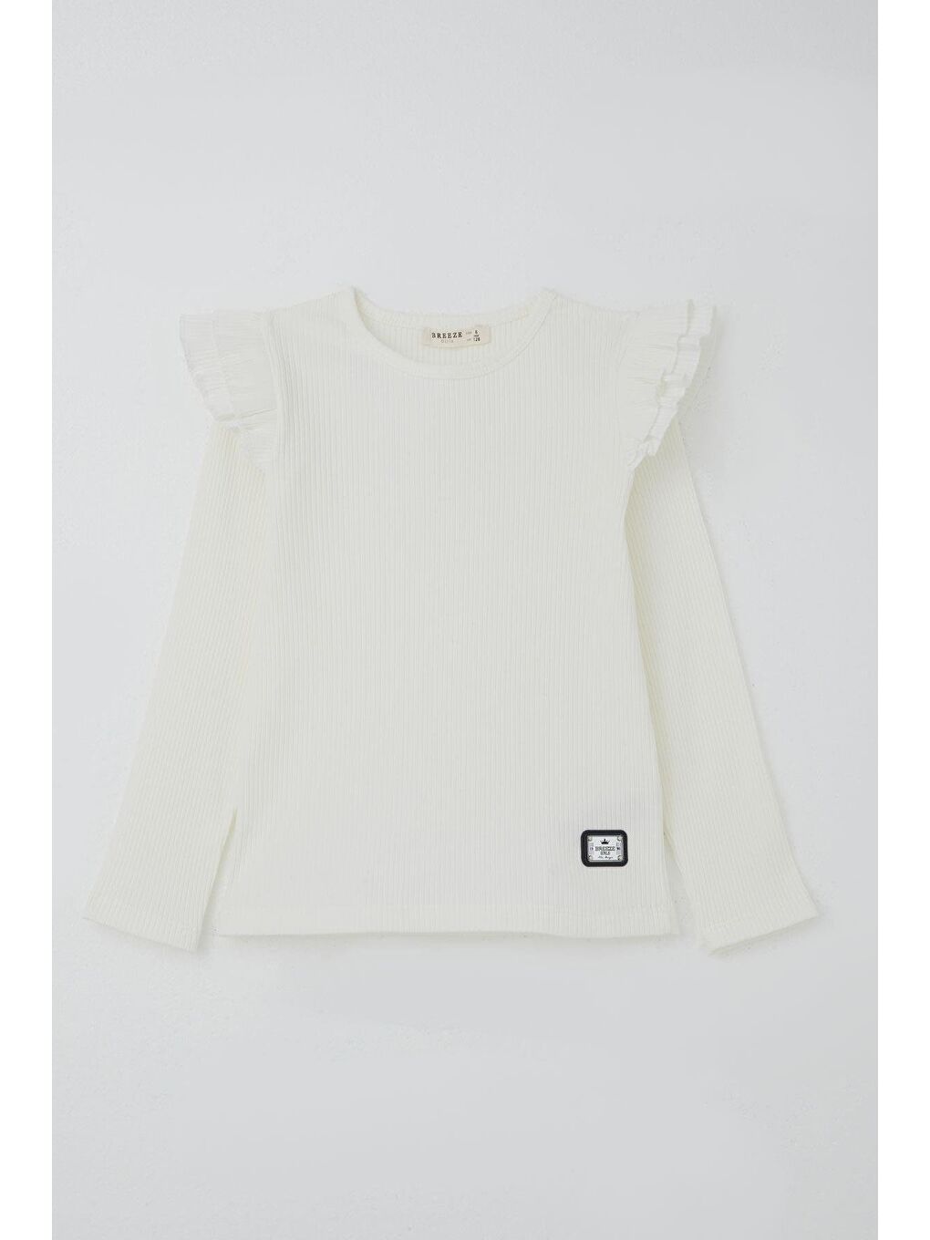 Kız Çocuk Pantolonlu Takım Arma Detaylı Pantolonu Kazayağı Desenli Ekru (5-9 Yaş)-1