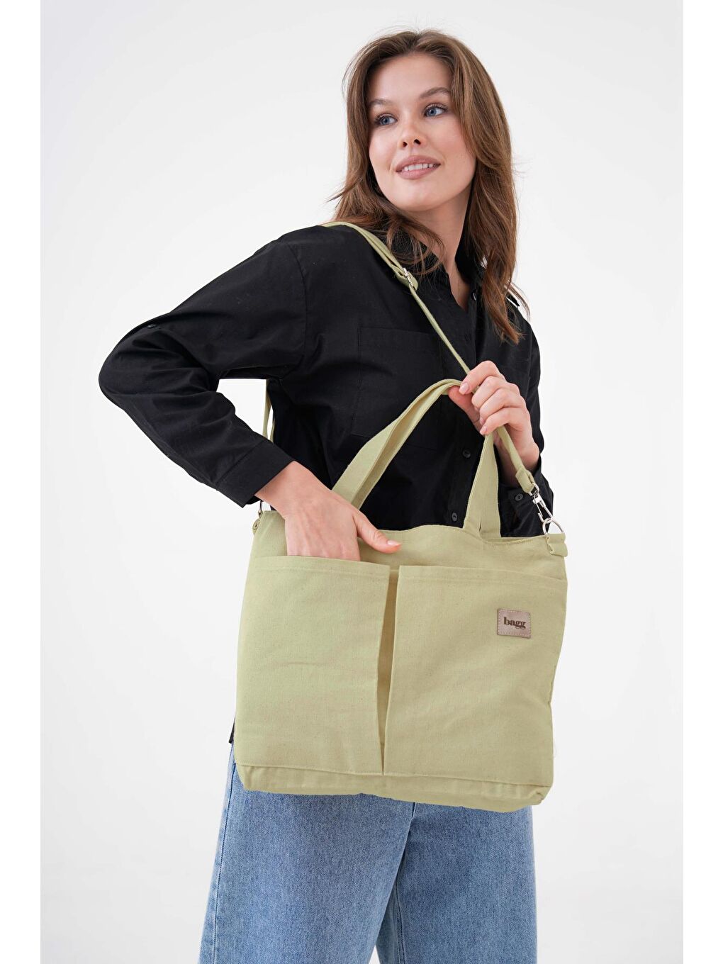 Çapraz Bej Kanvas Çanta PL-2