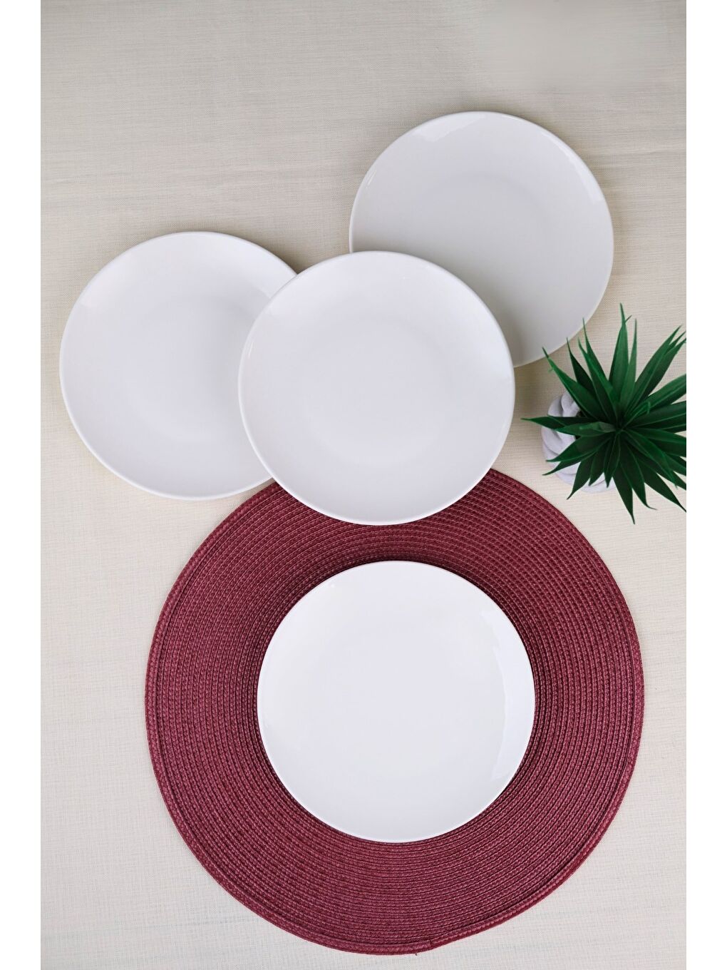 Ekru Porselen Chic Servis Tabağı 24,50cm 4 LÜ