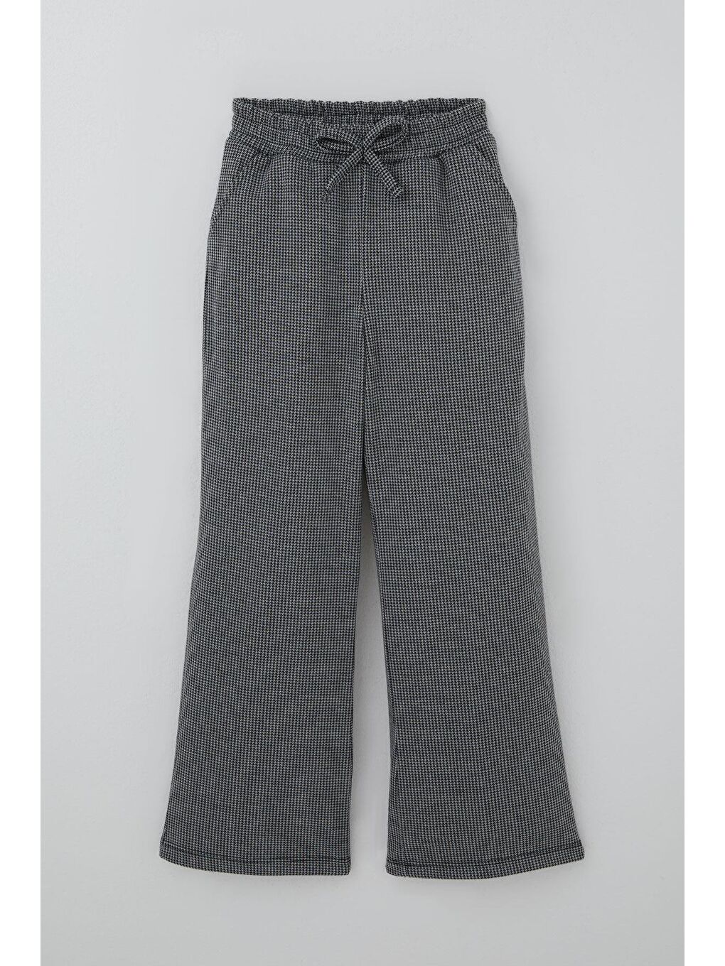 Kız Çocuk Pantolonlu Takım Arma Detaylı Pantolonu Kazayağı Desenli Ekru (5-9 Yaş)-2