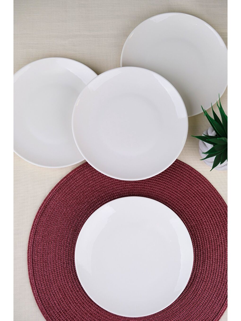 Ekru Porselen Chic Servis Tabağı 24,50cm 4 LÜ-1