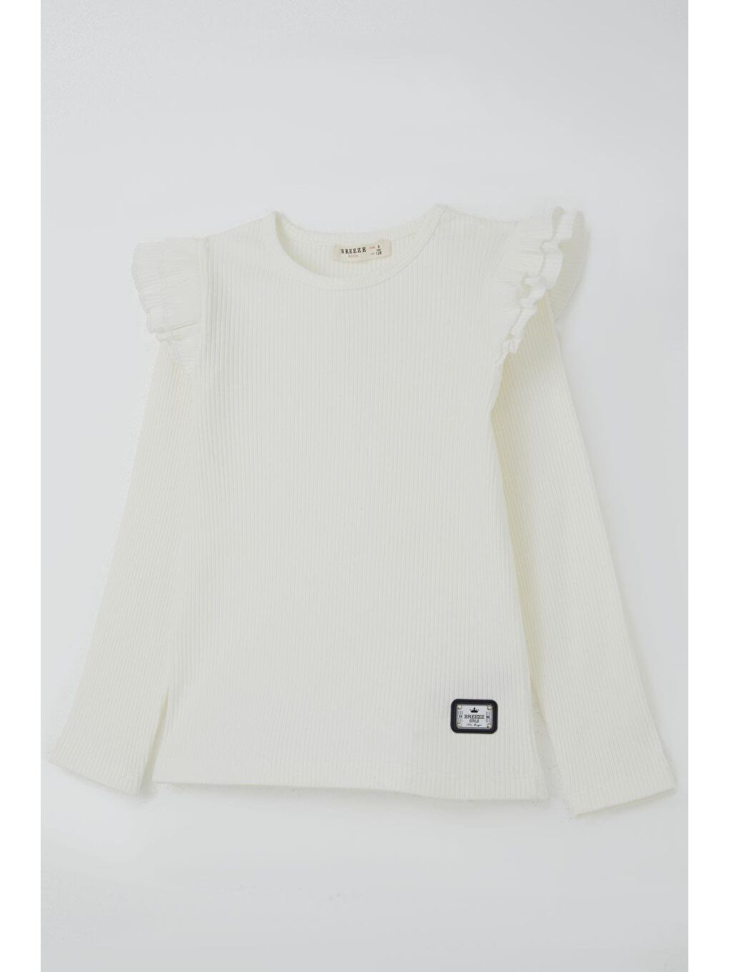 Kız Çocuk Pantolonlu Takım Arma Detaylı Pantolonu Kazayağı Desenli Ekru (5-9 Yaş)-5