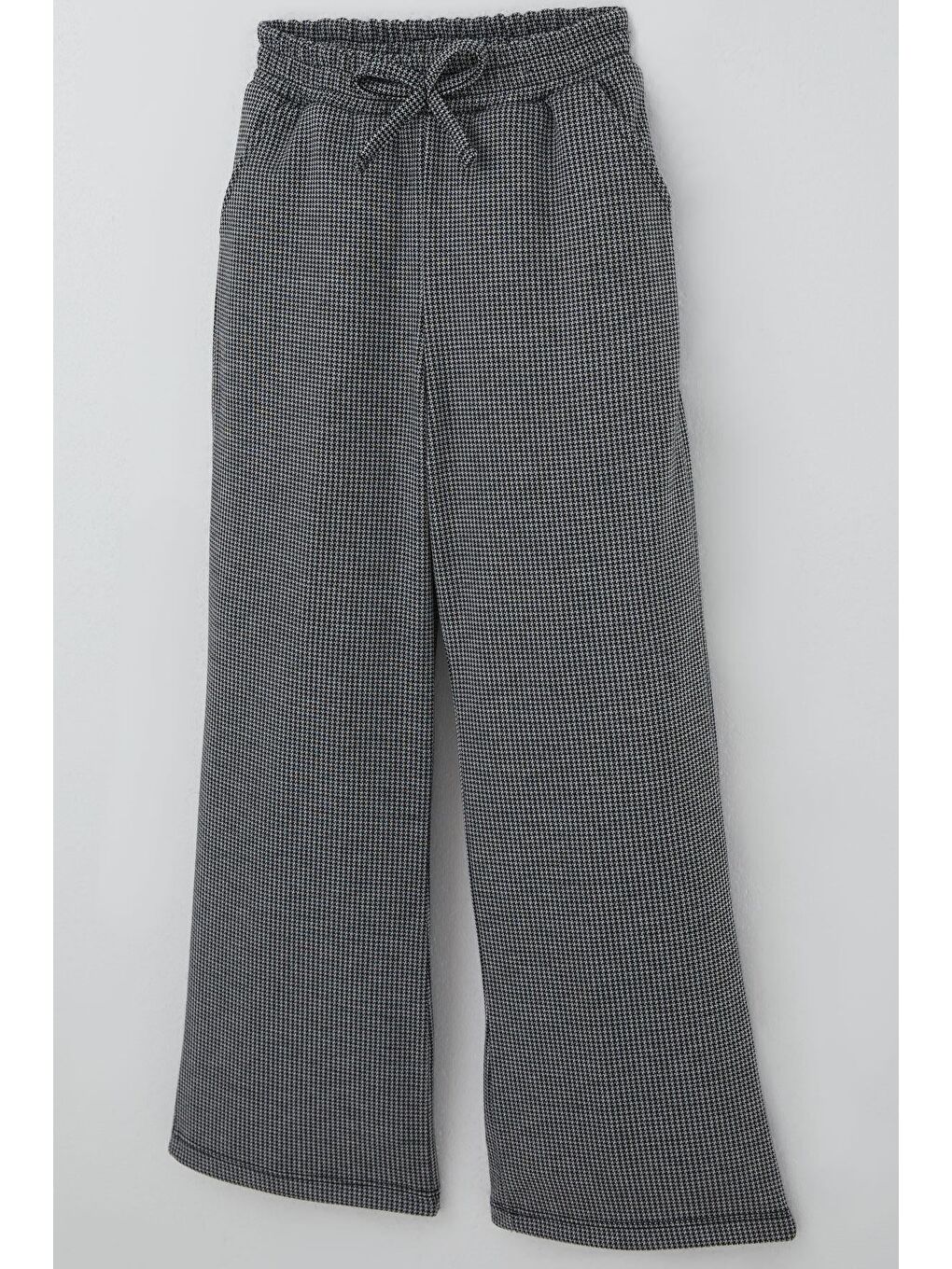 Kız Çocuk Pantolonlu Takım Arma Detaylı Pantolonu Kazayağı Desenli Ekru (5-9 Yaş)-6