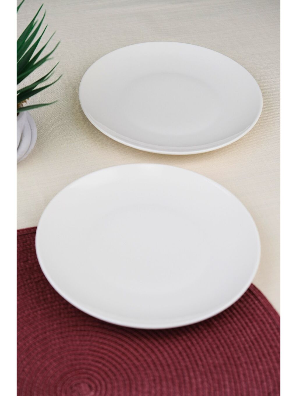 Ekru Porselen Chic Servis Tabağı 24,50cm 2 Lİ-2