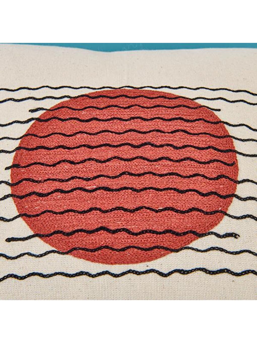 Lila Soft Nakışlı Püsküllü Kırlent - Ekru / Kiremit - 40x40 cm-4