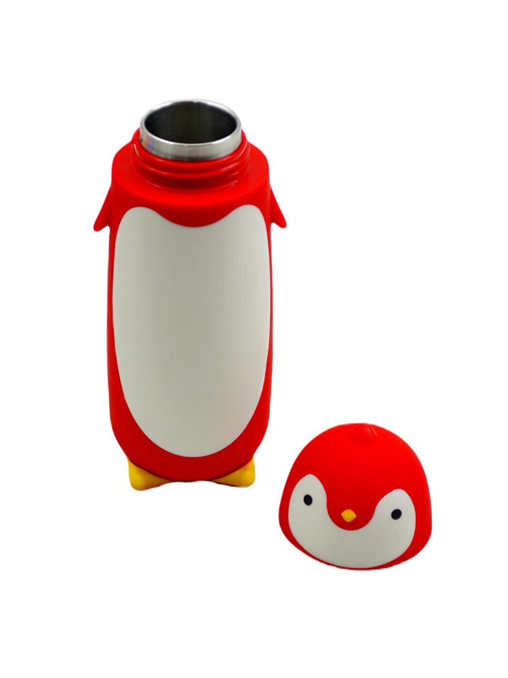 BottleBoss Kırmızı Penguen Figürlü Paslanmaz Çelik Çocuk Matarası 350 Ml Kırmızı - 3