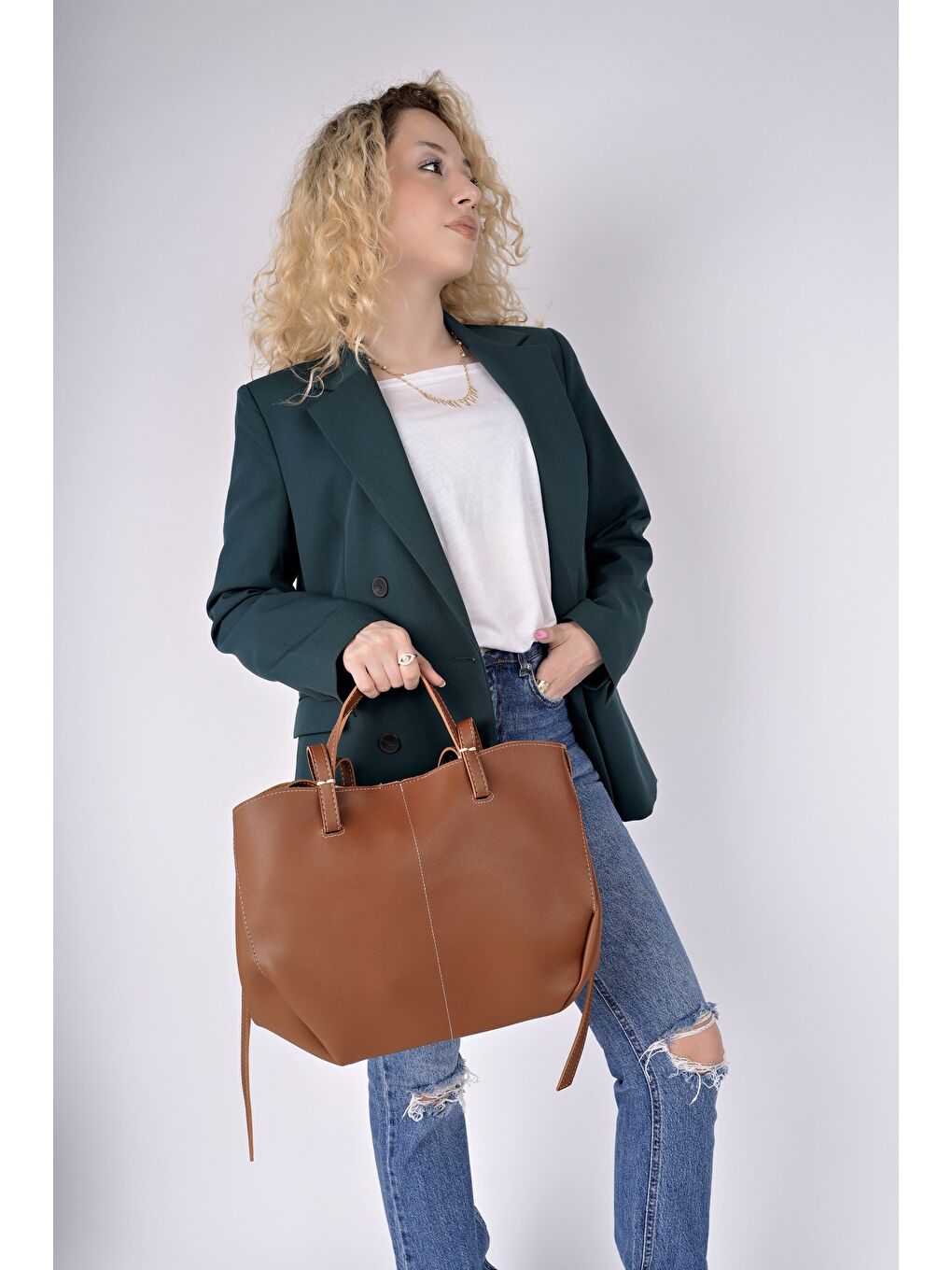 Kahverengi FARME Kadın Cüzdanlı El ve Omuz Çantası