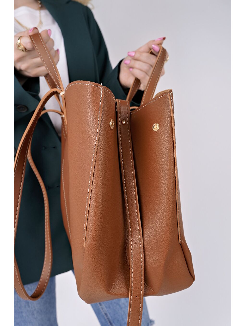 Kahverengi FARME Kadın Cüzdanlı El ve Omuz Çantası-3