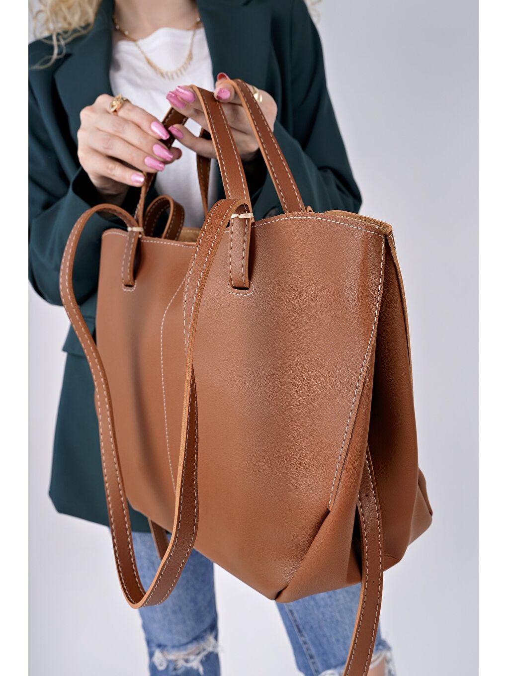 Kahverengi FARME Kadın Cüzdanlı El ve Omuz Çantası-4