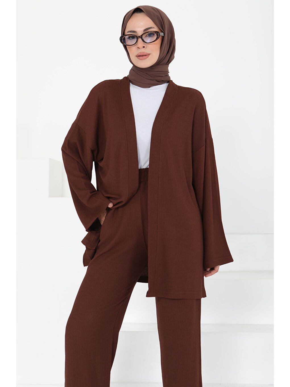 Kahverengi Cepli Kimono Takım Kahve - 27131-1