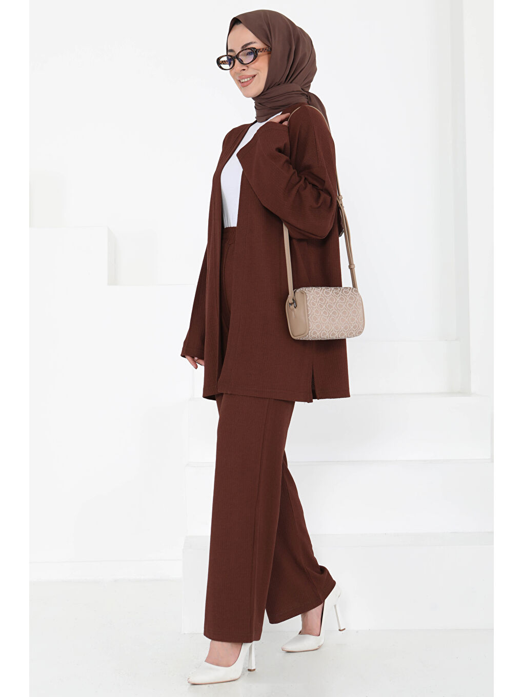 Kahverengi Cepli Kimono Takım Kahve - 27131-2