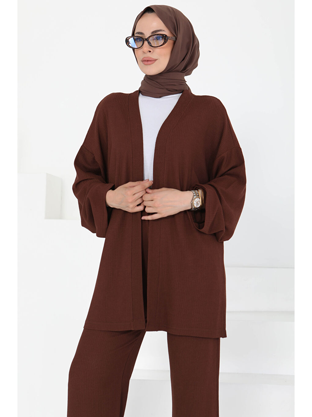 Kahverengi Cepli Kimono Takım Kahve - 27131-3