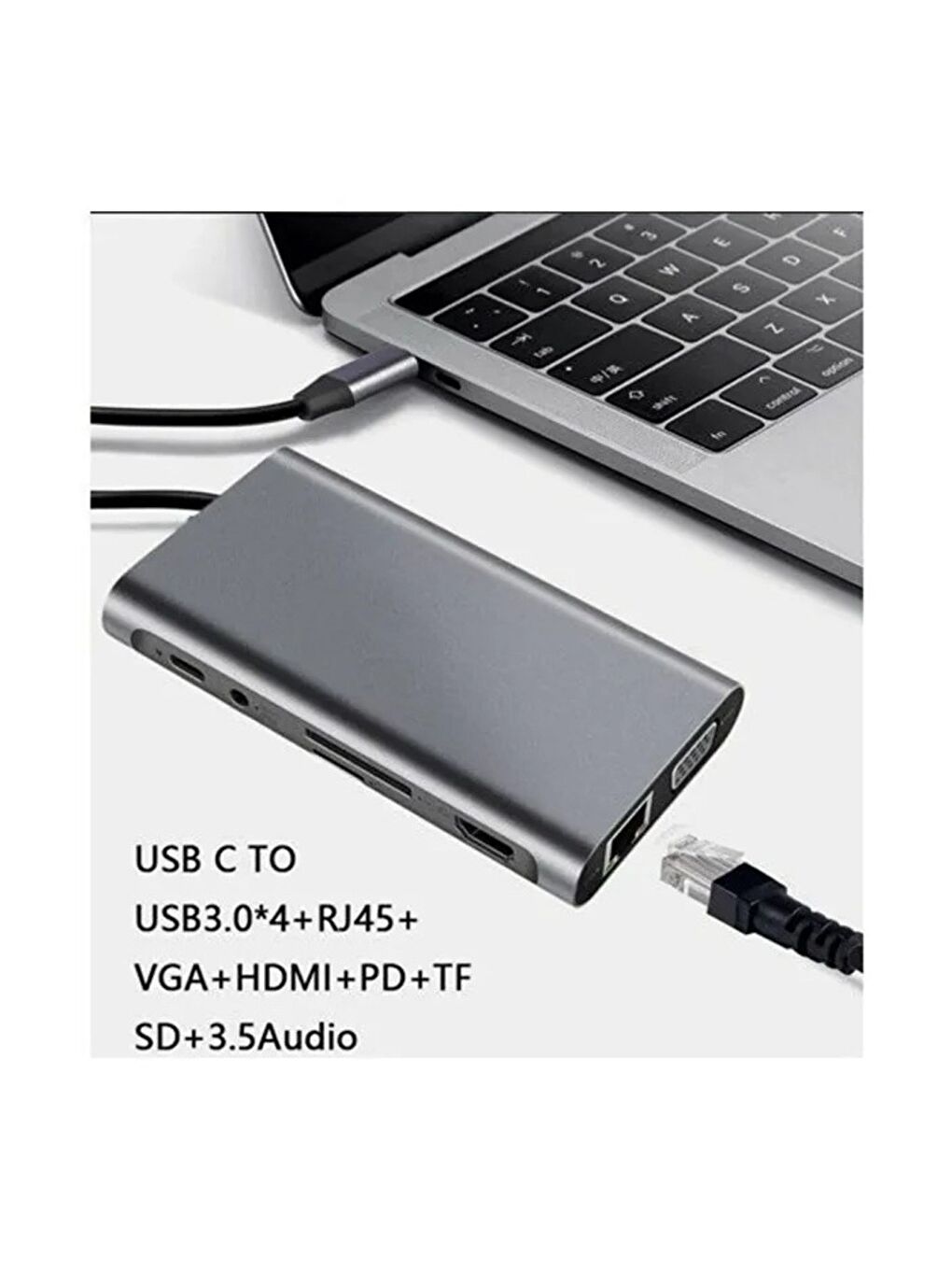 Type-c To Hdmı Rj45 Type-c Sd Kart Usb 3.0 X 2 Vga Macbook 11in1 Çevirici Adaptör-4