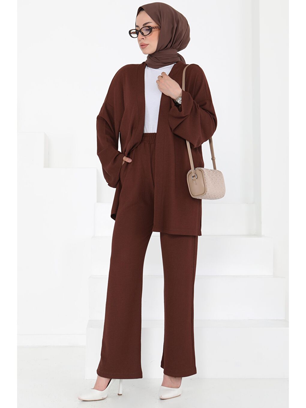 Kahverengi Cepli Kimono Takım Kahve - 27131-4