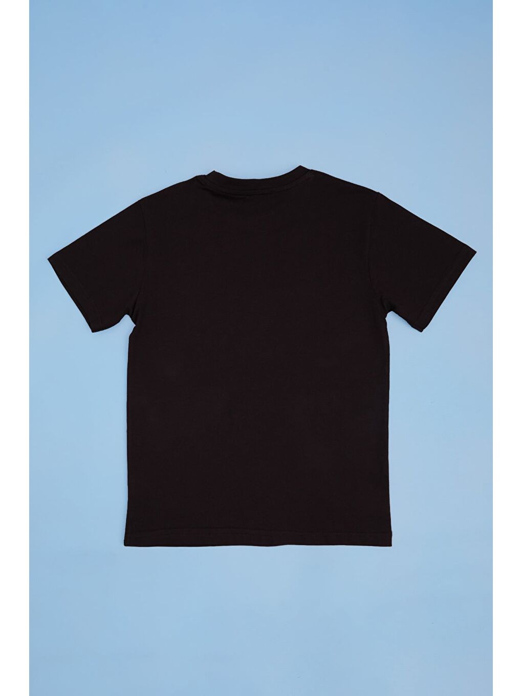 Siyah Baskılı Bisiklet Yaka Erkek Çocuk Tişört-1