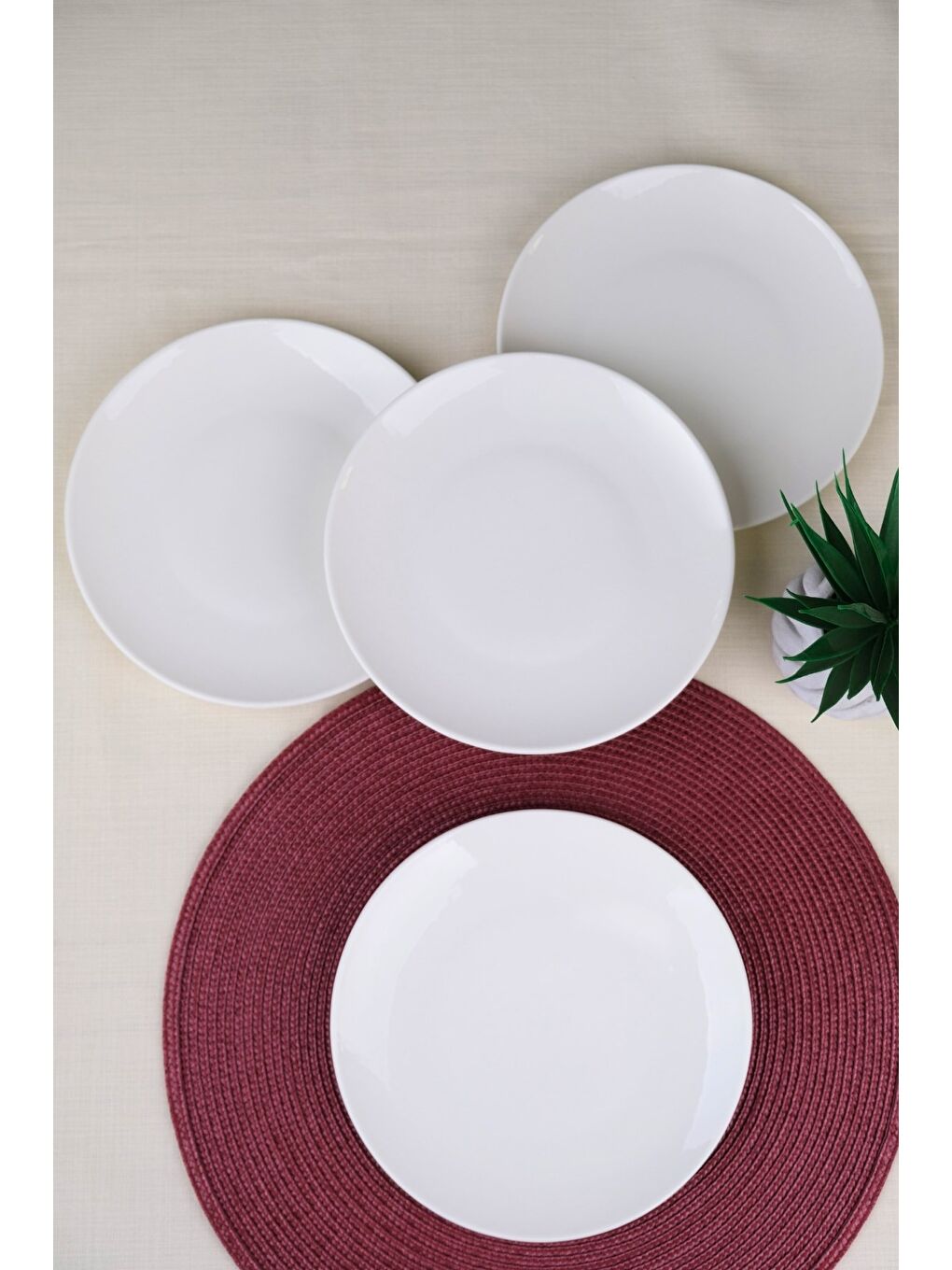 Ekru Porselen Chic Pasta Tabağı 20,50cm 4 LÜ-3