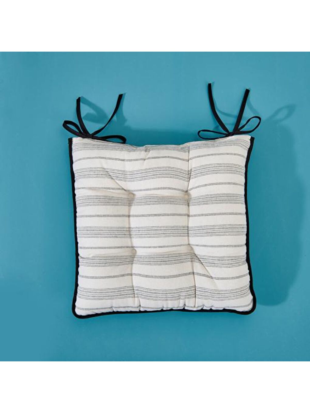 Lila Soft Soro Sandalye Minderi - Ekru / Siyah - 43x43 cm-3