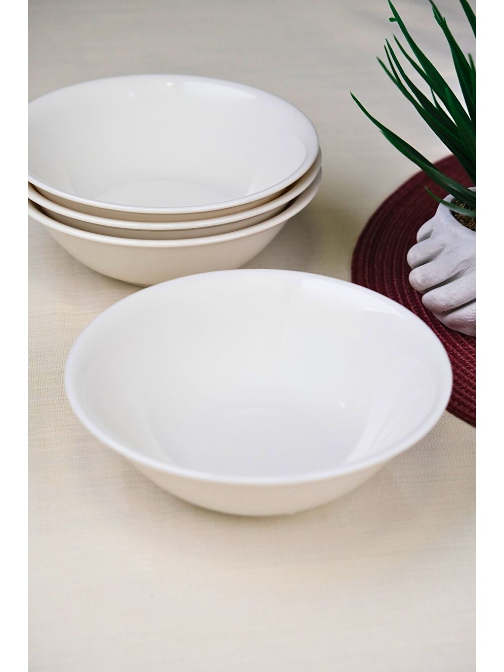 Ekru Porselen Chic Kase 16cm 420cc 4 LÜ