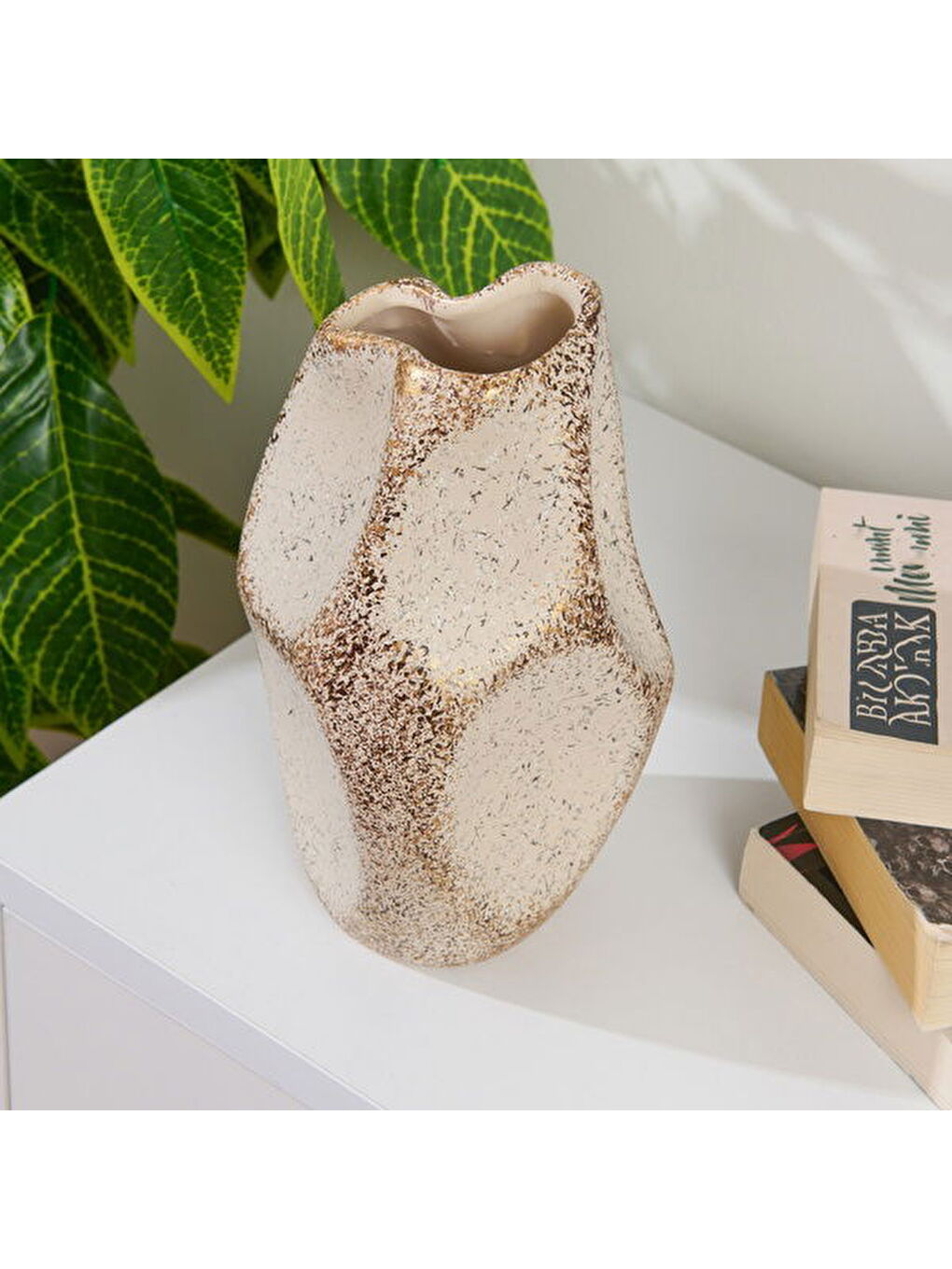 Deco Urthania Vazo - Bej / Gold - 25 cm-2