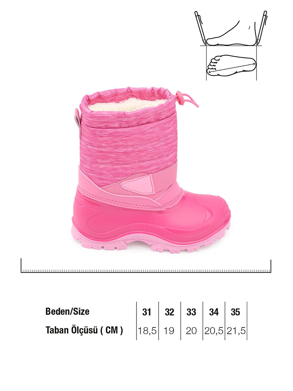 Fuşya Kışlık Kız Çocuk İçi Sıcak Astarlı Kar Bot Çizme-1