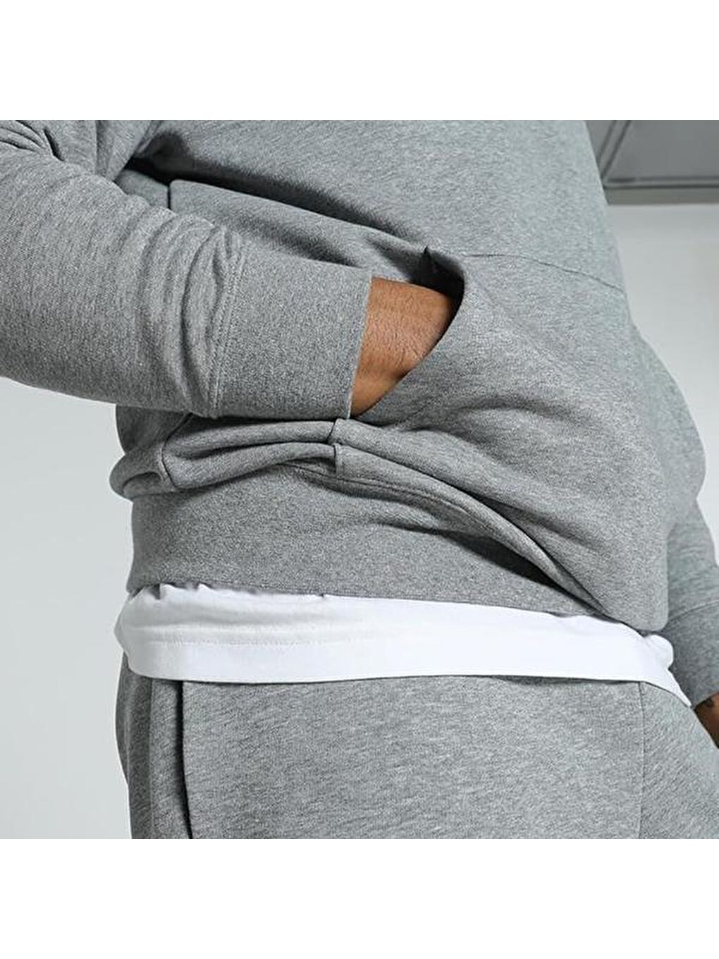 Essentials No 1 Logo Erkek Gri Kapüşonlu Sweatshirt-1