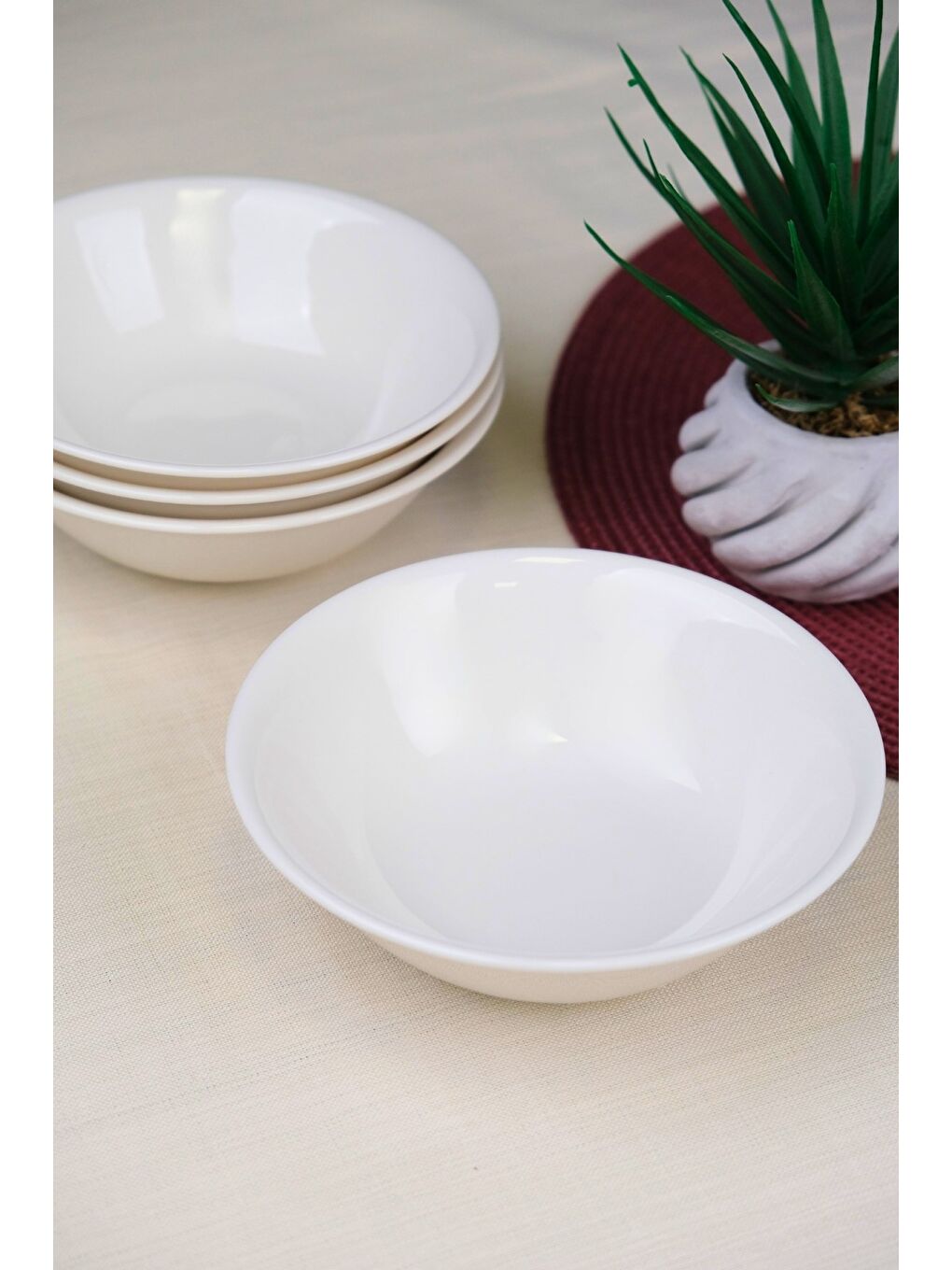 Ekru Porselen Chic Kase 16cm 420cc 4 LÜ-3