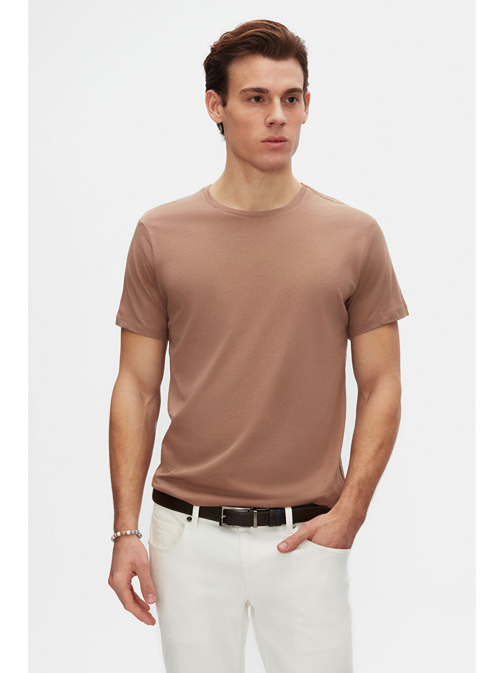 Slim Fit Lacivert/Vizon/Beyaz 3'Lü T-Shirt-2