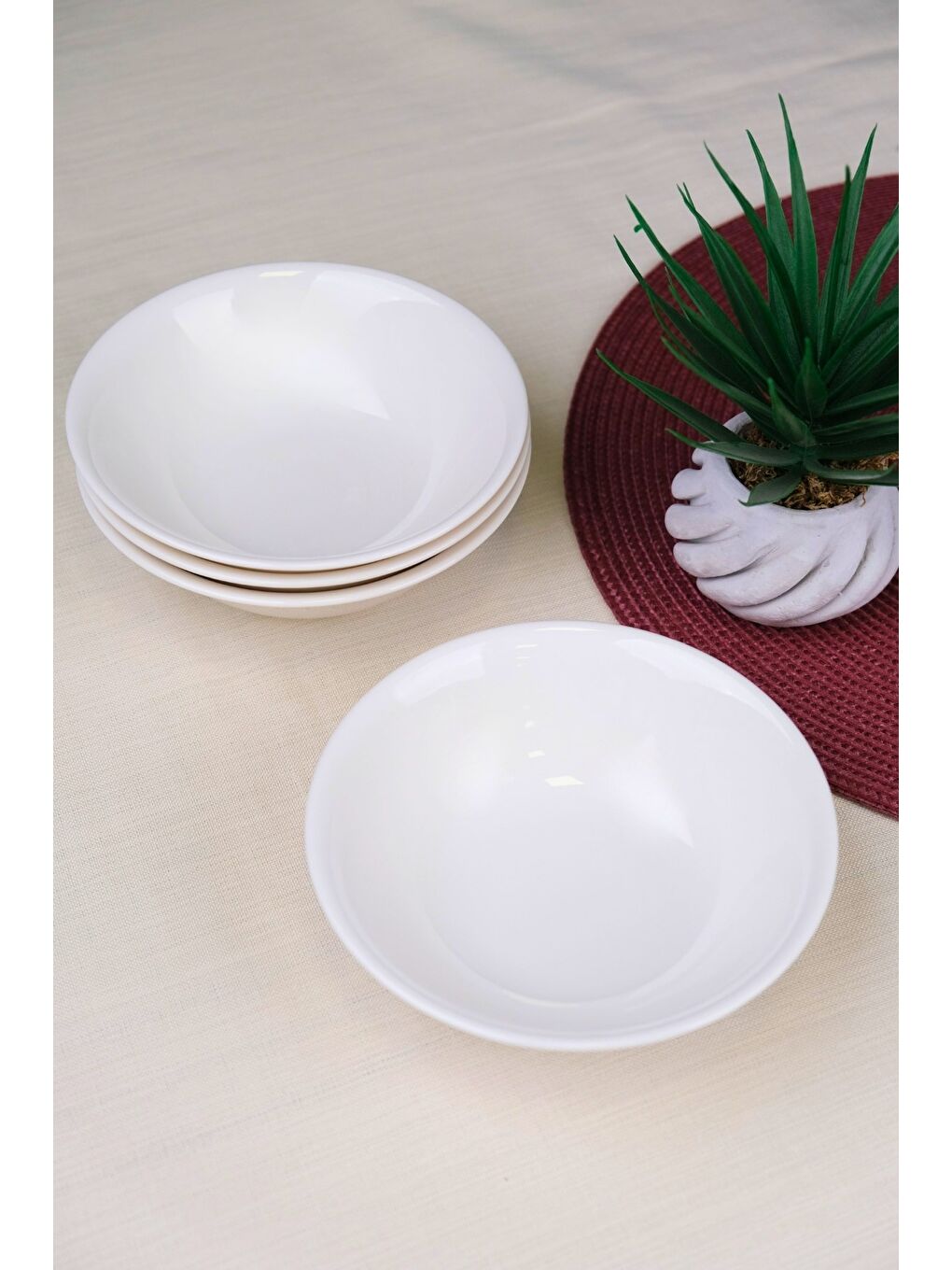 Ekru Porselen Chic Kase 16cm 420cc 4 LÜ-4