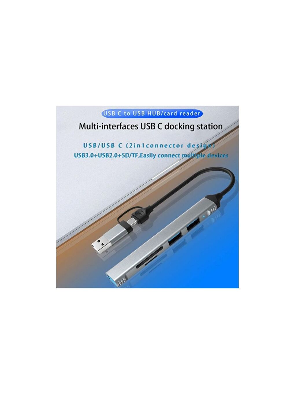 USB 3.0/USB 2.0/SD/TF Girişli 5 in 1 Tip-C Çevirici Adaptörü-3