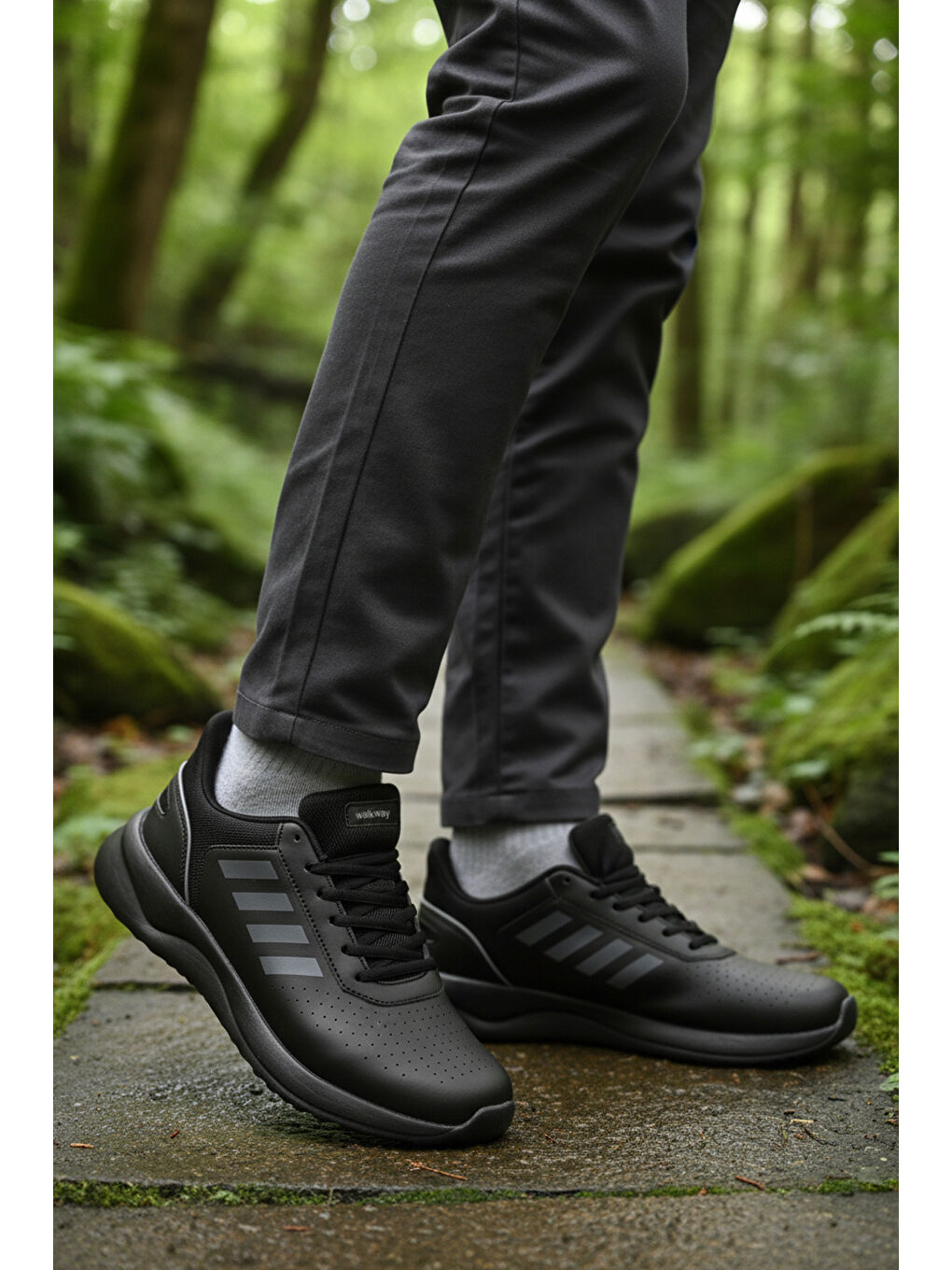 Siyah Bağcıklı Hafif Esnek Erkek Spor Ayakkabı Nereus M-2