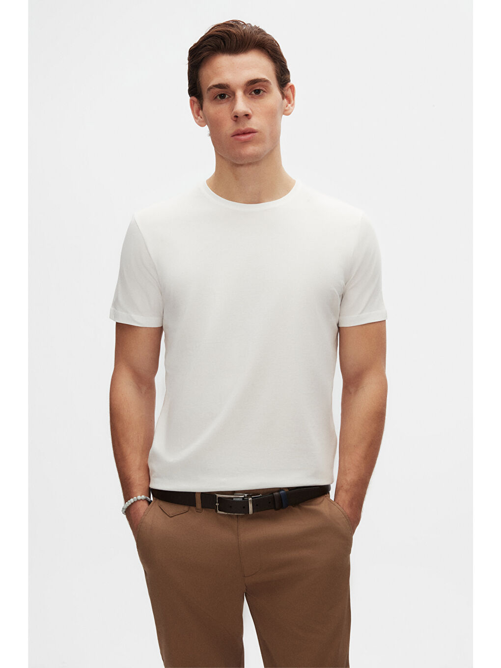 Slim Fit Lacivert/Vizon/Beyaz 3'Lü T-Shirt-3