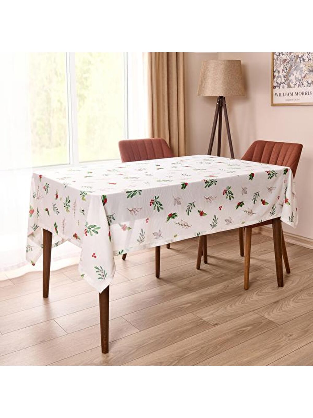 Soft Kokina Kare Masa Örtüsü - Beyaz - 150x150 cm-1