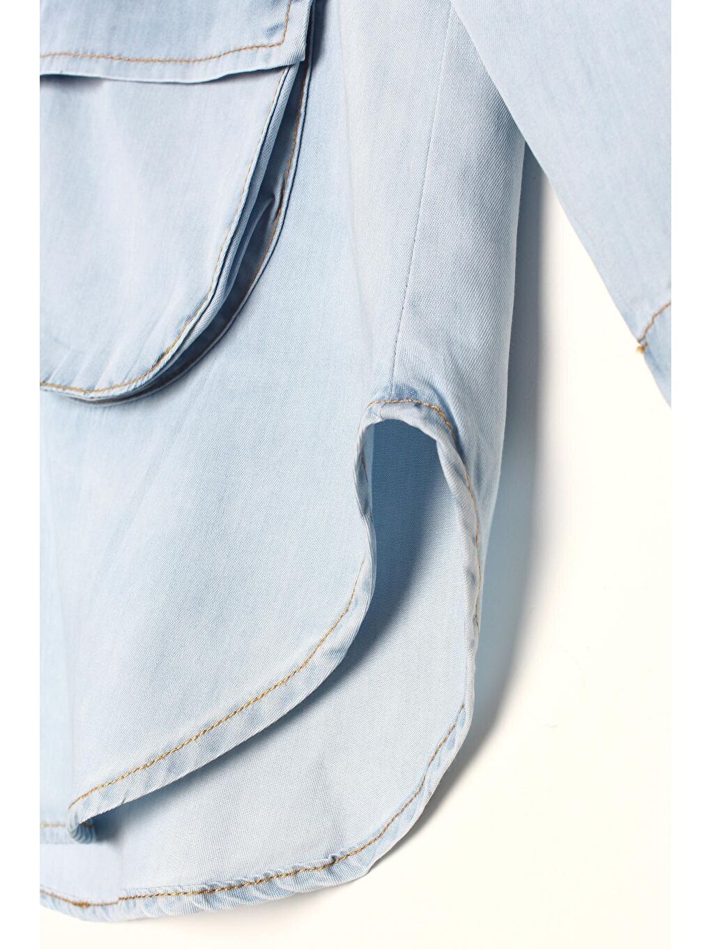 Mavi01 %100 Pamuk Kapüşonlu Cepli Denim Tunik-4