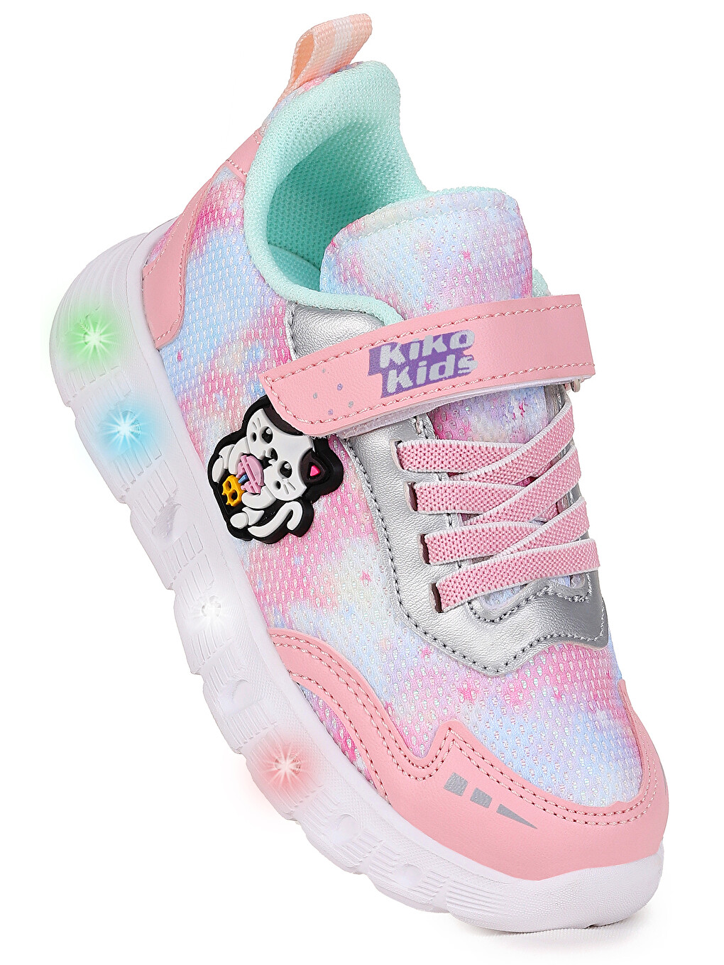 Pembe Nebula Işıklı Cırtlı Kız Çocuk Spor Ayakkabı-1